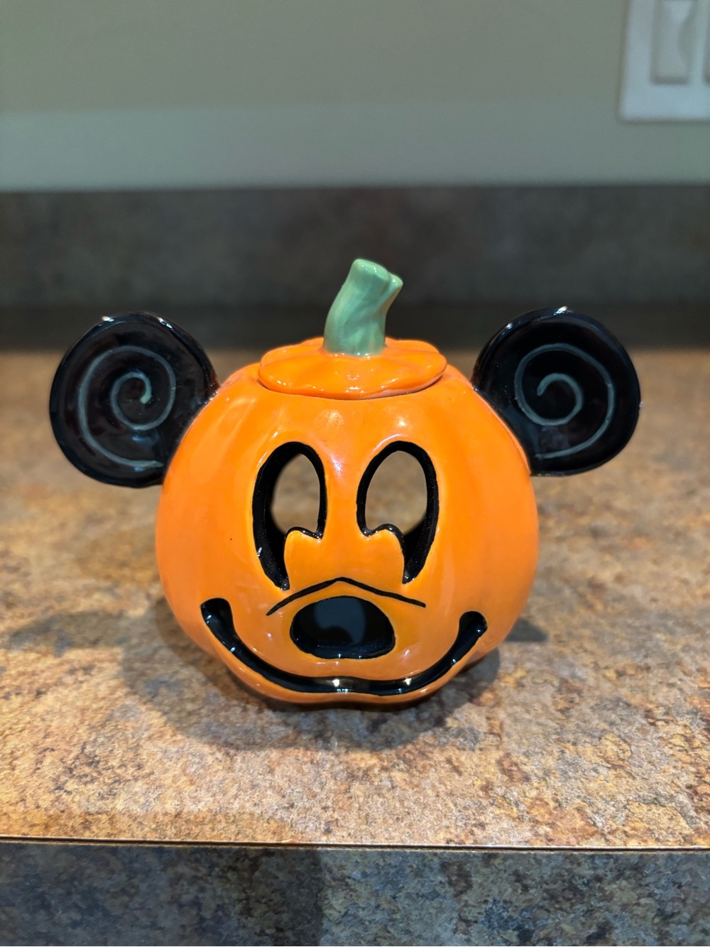 Small fall Halloween Mickey Mouse pumpkin votive home decor